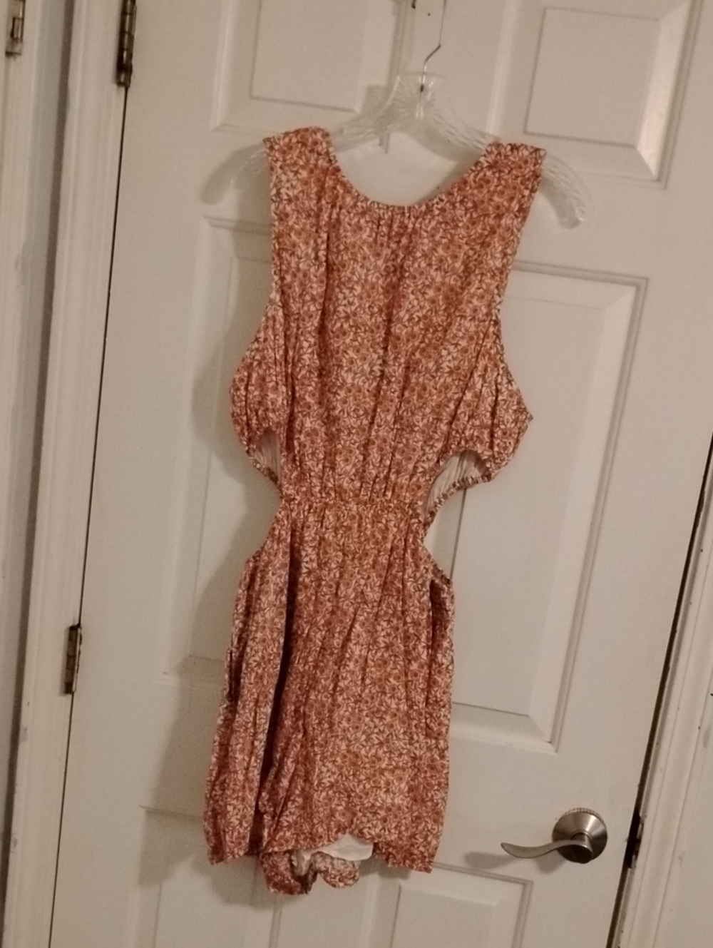 Rust Floral Cutout Sleeveless Romper